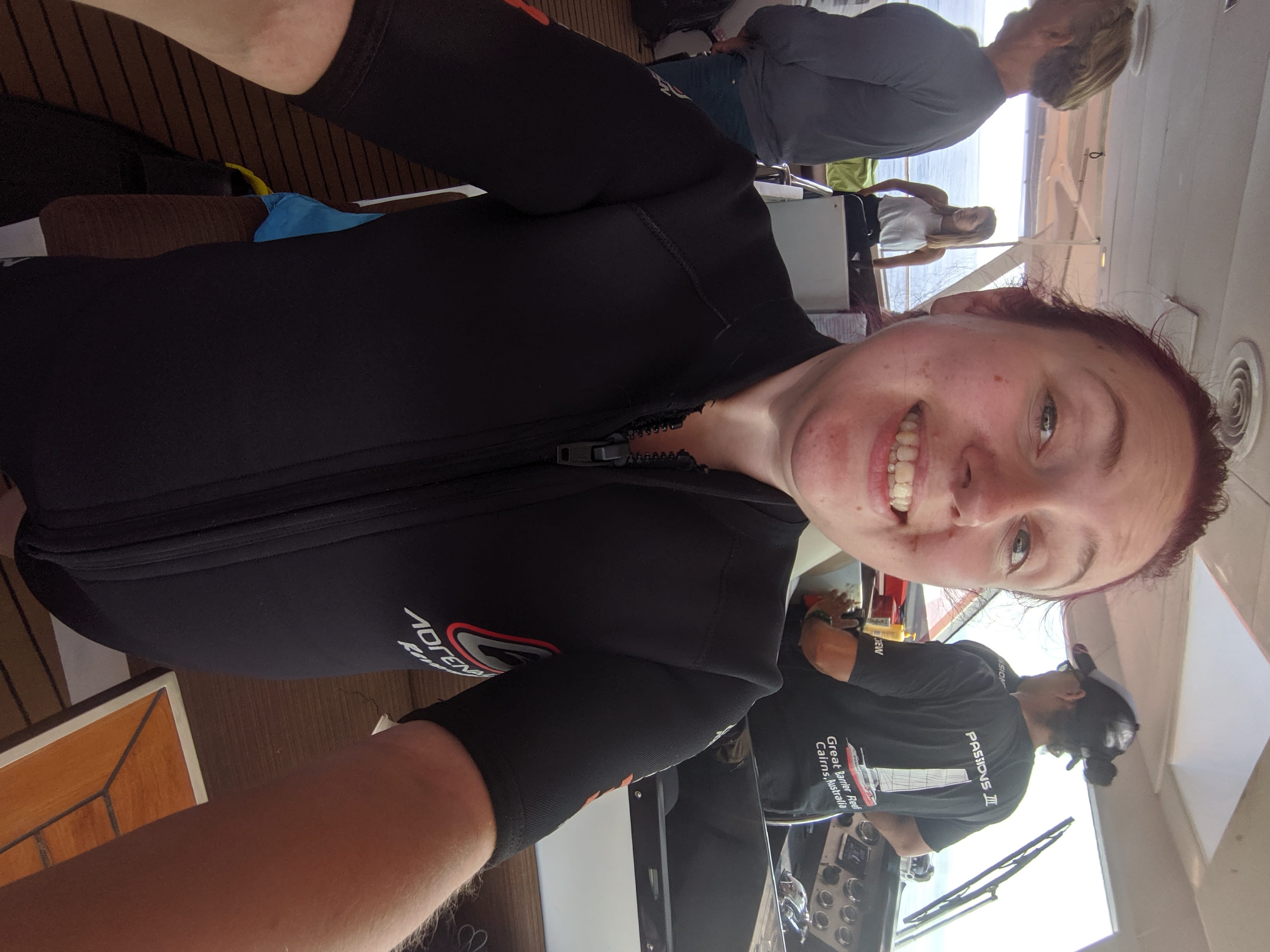 Wearing my stinger suit on the boat out to the Great Barrier Reef