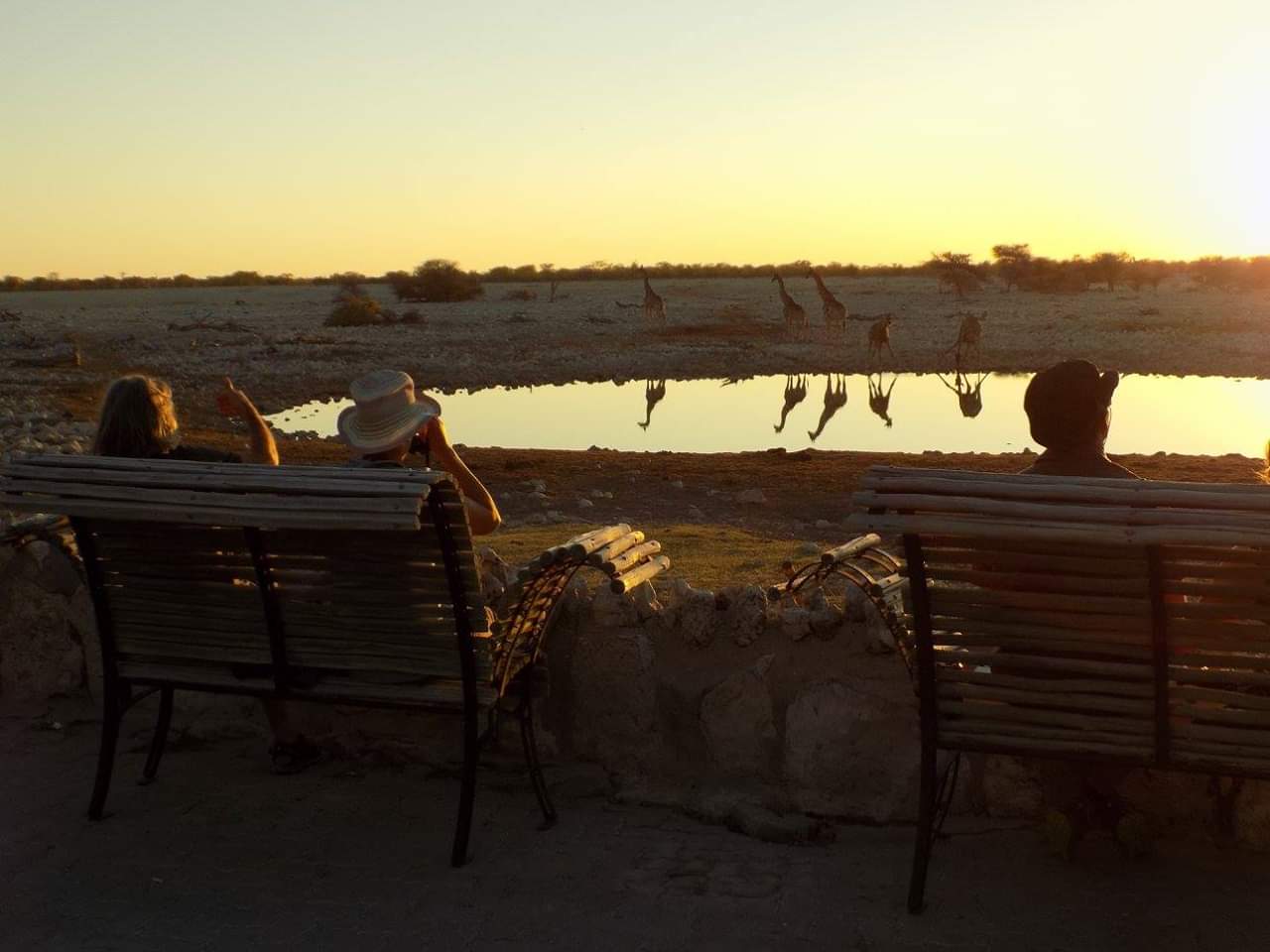 The Okaukuejo waterhole at sunset